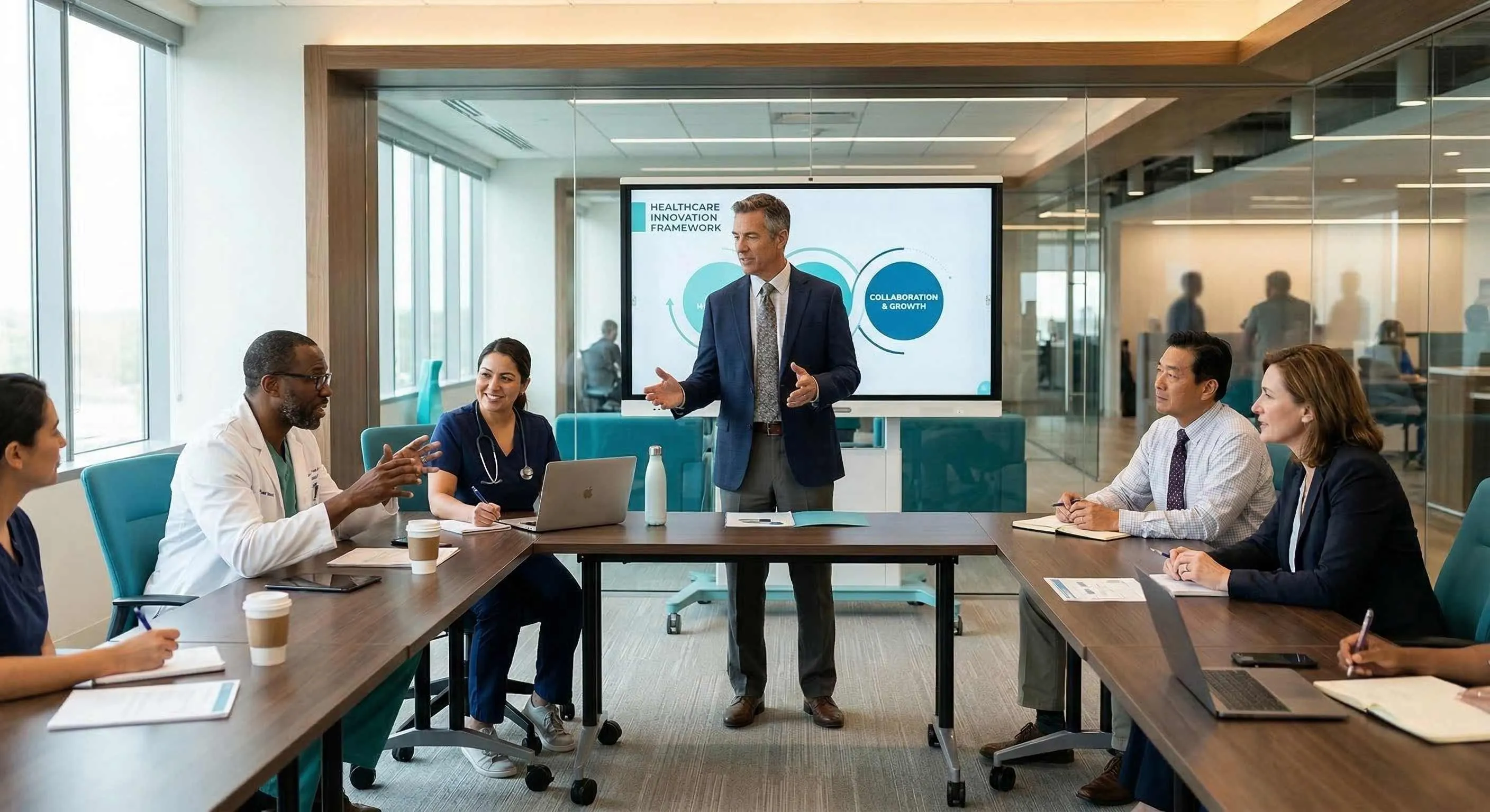 A consultant teaching healthcare leaders about AI governance